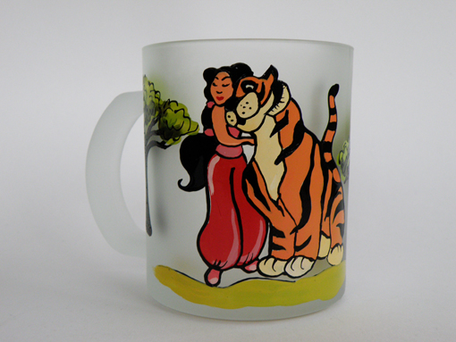 Hand painted cup Tiger and princess